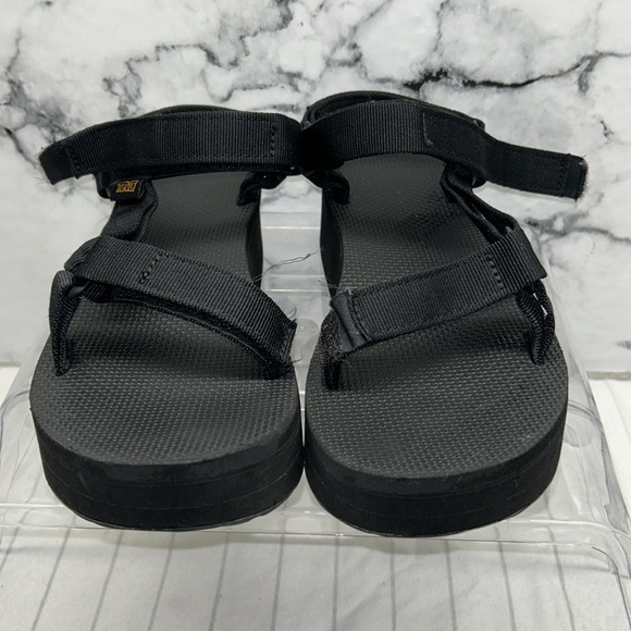 Teva Black Sandals with Gold Logo Flatform Universal Sandal - Picture 7 of 10